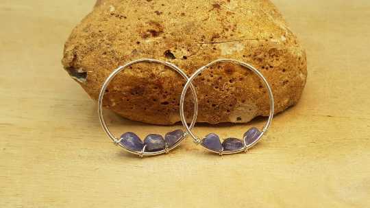 Tanzanite hoop earrings