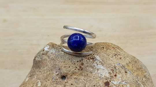 Lapis lazuli triple band ring