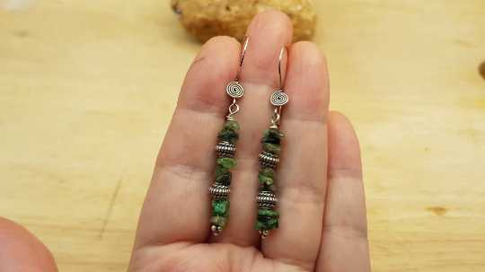 Long Raw Emerald earrings