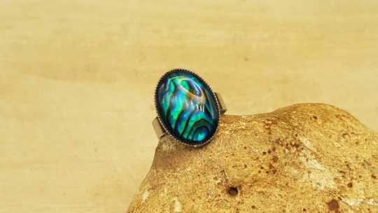Hypoallergenic Teal Abalone ring