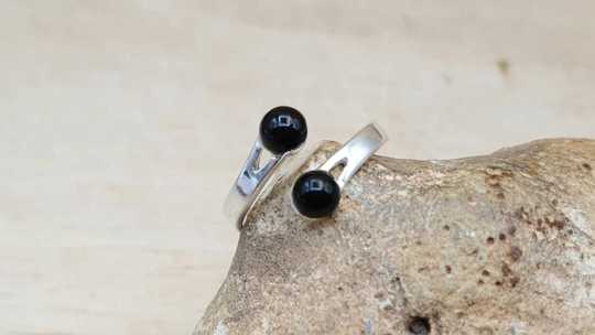 Two Stone Black Onyx Ring