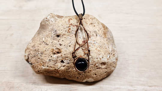 Black Tourmaline dark celtic knot pendant