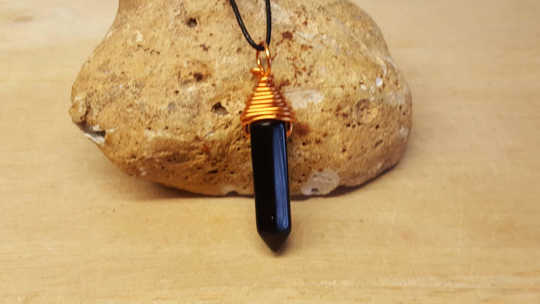 Copper Black Obsidian pendant