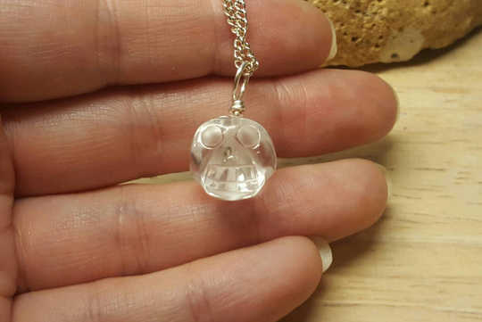 Quartz skull pendant