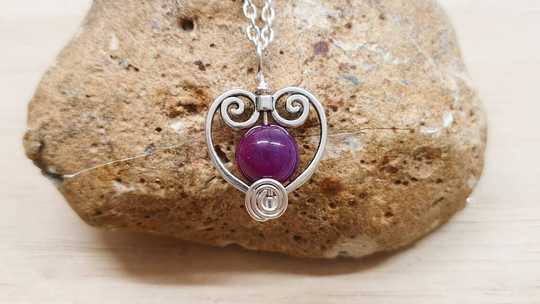 Purple Sugilite heart pendant