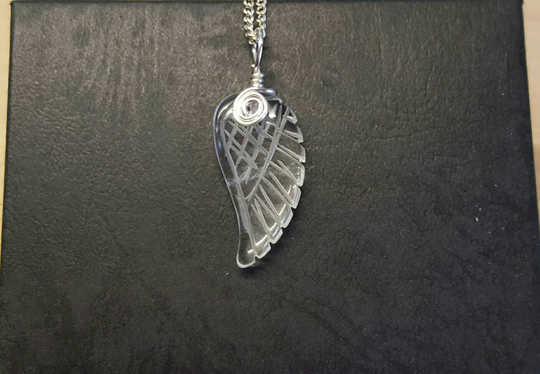Quartz angel wing necklace