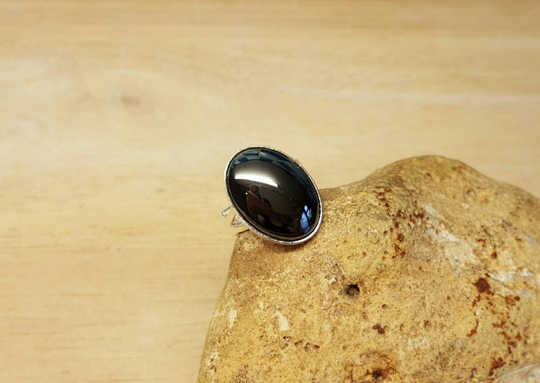 Hematite adjustable ring