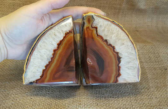 Brown agate bookends