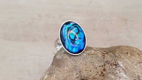 Blue abalone ring 18x13mm