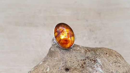 Amber ring 18x13mm