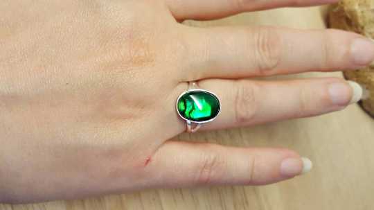 Green abalone ring