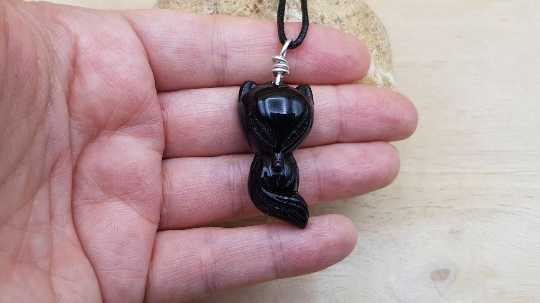 Rainbow Obsidian fox pendant