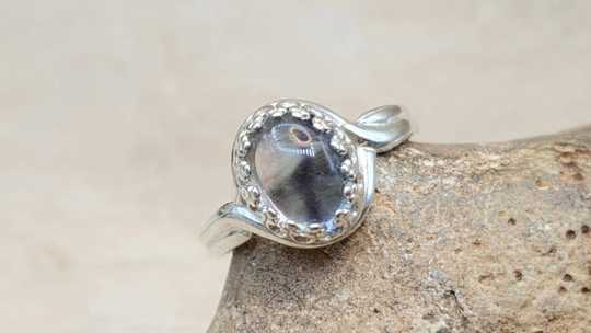 Oval Rainbow Fluorite Ring 10mm