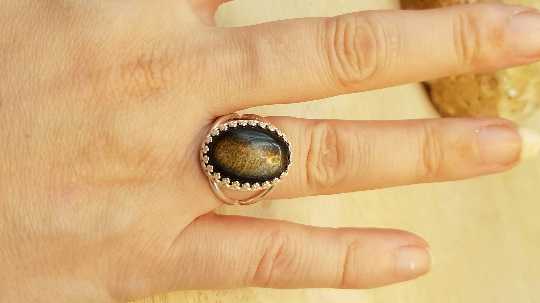 Large sheen Obsidian ring