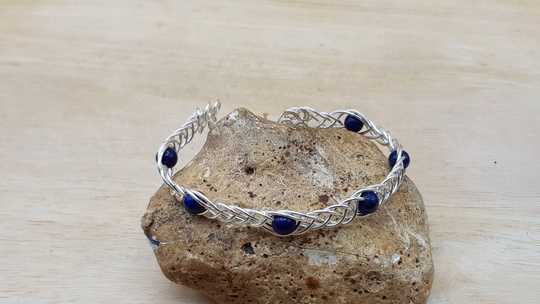 Celtic Lapis lazuli cuff bracelet