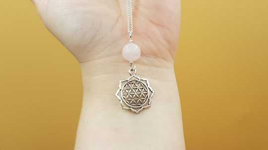 Rose quartz flower of life pendant