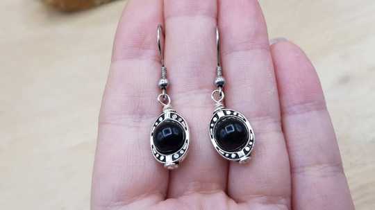 Small rainbow Obsidian earrings