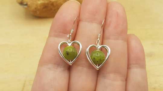 Jade heart earrings