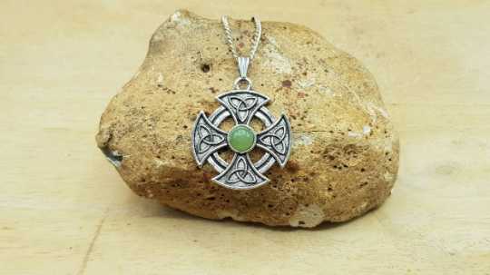 Jade celtic cross pendant