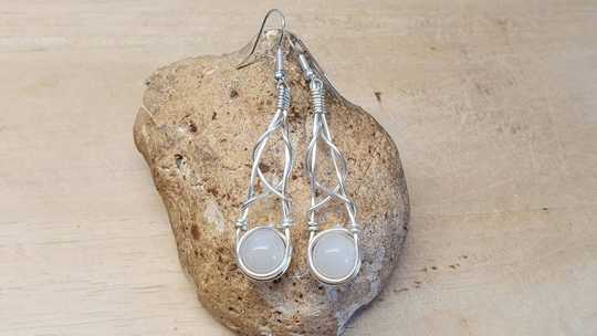 Celtic wire moonstone earrings
