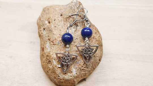 Triquetra Lapis lazuli earrings