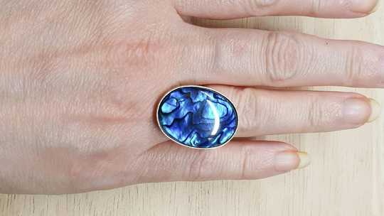 Large blue abalone ring