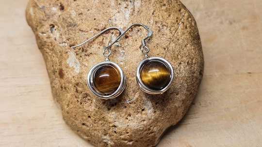 Tigers eye circle earrings