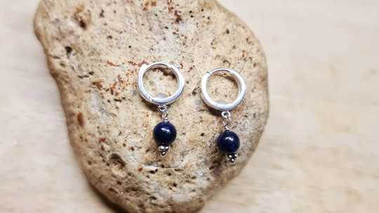 Lapis lazuli Huggie hoop earrings