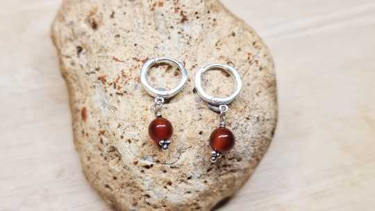 Carnelian Huggie Hoop earrings