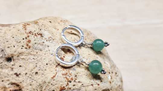 Aventurine huggie hoop earrings