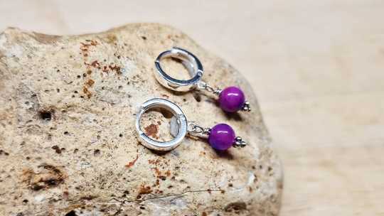 Sugilite huggie hoop earrings