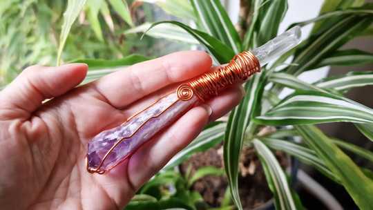 Amethyst and Quartz Wand