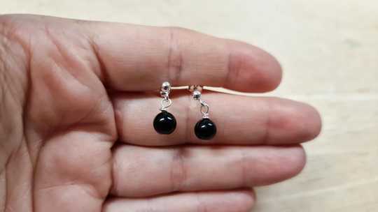 Black obsidian french ball drop studs